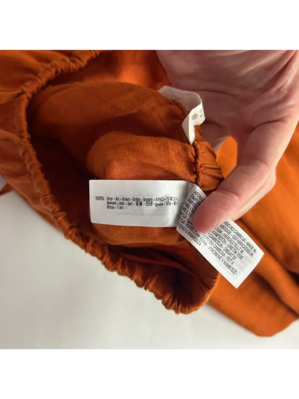 LONG Zara Pumpkin Orange Linen Wide Leg Pant S